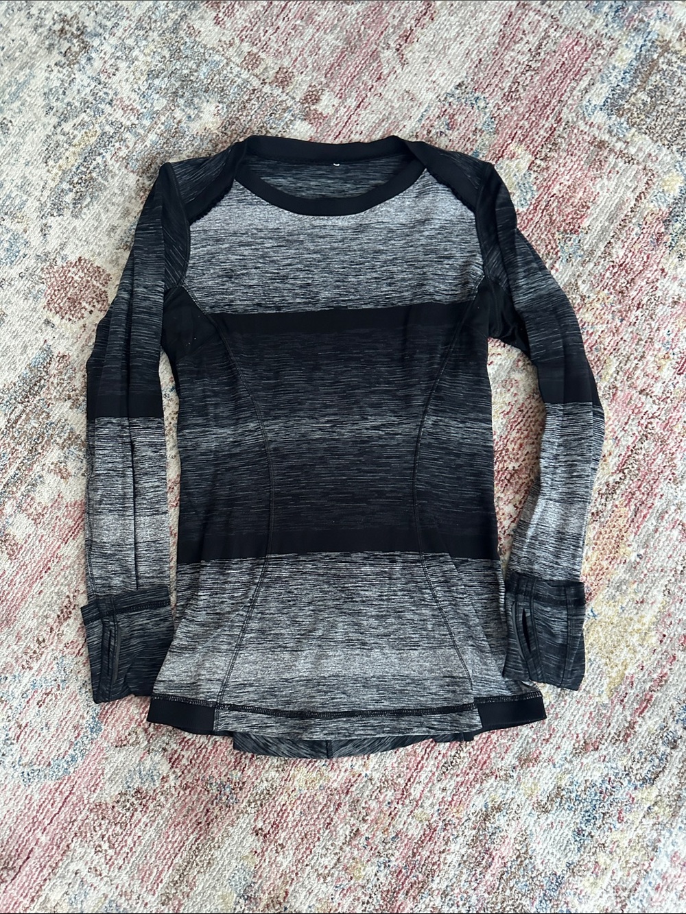 lululemon athletica Black and Gray Long Sleeve Performance Top-Women’s S